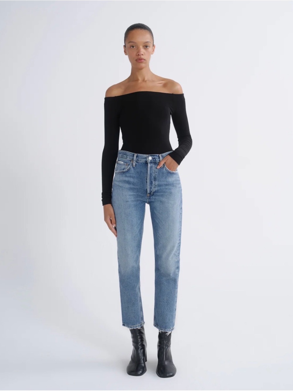 Agolde Riley High Rise Straight Jeans Women's Renewal Light Blue Sz 23 RRP $208